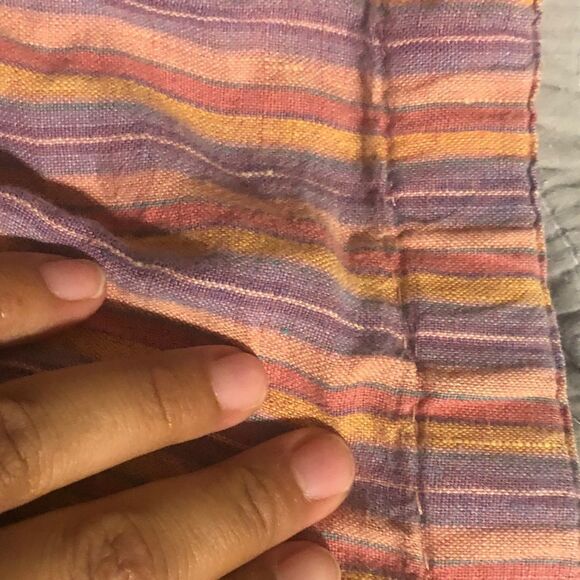 380. FLAX 100% Linen Striped Multicolor Pull on Pants size Large (14-18) - Picture 6 of 9